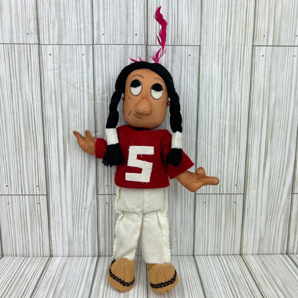 Vintage 1950s Stanford University Indians Mascot Doll Plush Letterman Sweater